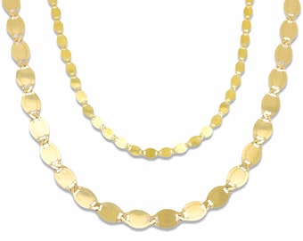 Collar de oro amarillo de 14 k con espejo Valentino, gargantilla ajustable de oro amarillo de 35 a 43 cm.
