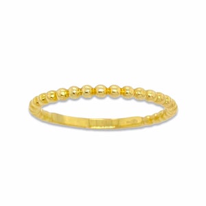 14k Gold Solid Micro Bead Real Yellow Gold Dainty Stackable Ring Sizes 6, 7 or 8