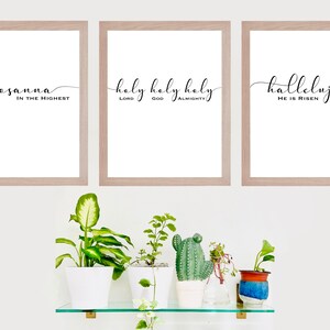 Hosanna Holy Hallelujah - Set of 3 -  Christian Digital Art Wall Home Decor, Printable Scripture Bible Verse Quote, Instant Download Print