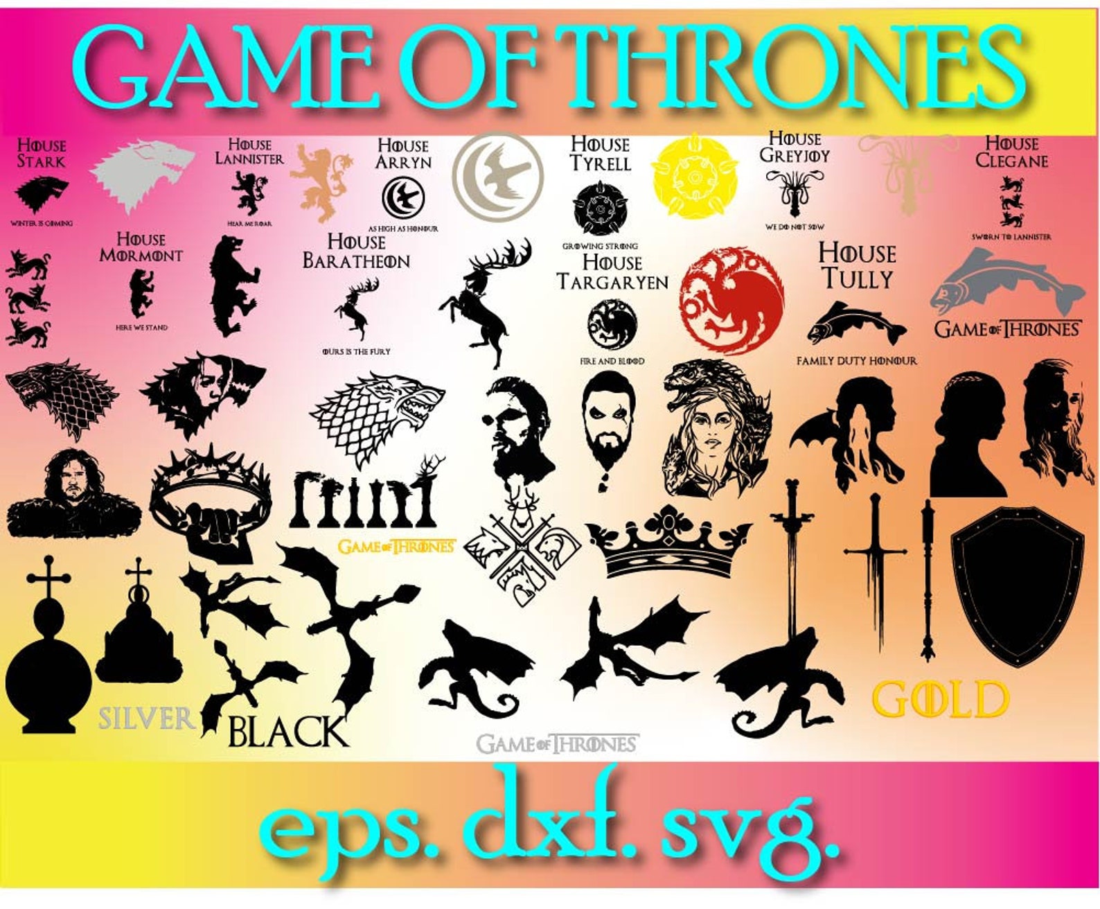 Game of Thrones Digital Download Bundle SVG, Cricut, Silhouette Cameo ...