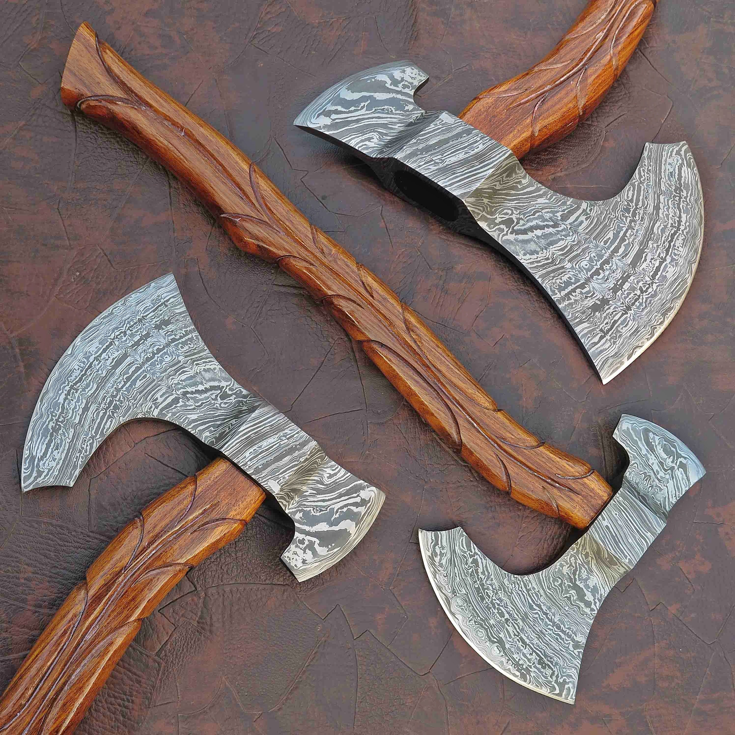 Custom handmade Damascus steel axe head overall length 20 Etsy