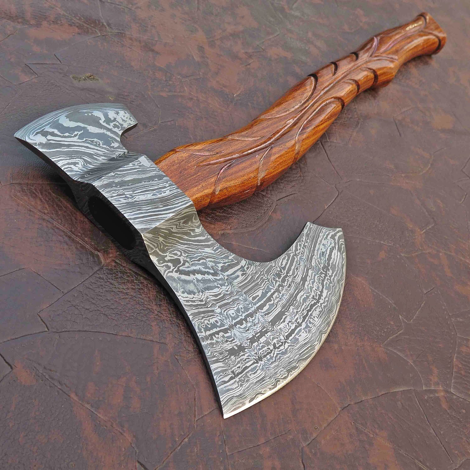 Custom handmade Damascus steel axe head overall length 20 Etsy