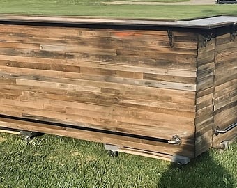 Handmade Reclaimed Wood L-Shaped Bar: Man Cave Decor