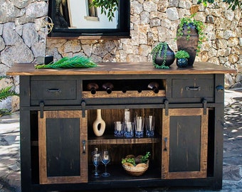 Rustic Kitchen Island-Kitchen Sideboard-Rustic Furniture-Handmade Furniture-Dining Buffet-Liquor Cabinet-Wood bar-Wood Island-wood Furniture