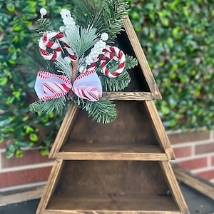 Rustic Wood Christmas Tree Shelf: Farmhouse Holiday Decor