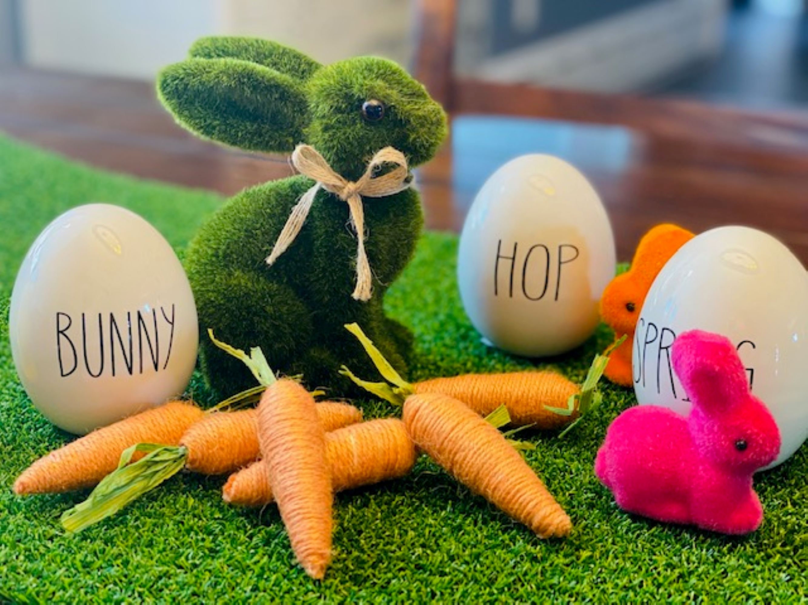 Faux Moss Bunnyfaux Grass Bunnytier Tray Decoreaster Etsy