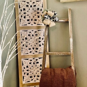 Blanket Ladder-Wooden Blanket ladder-Rustic Ladder-5 ft blanket rack-Farmhouse Decor-Primitive Decor-Towel Rack-Christmas Gift-Living Room