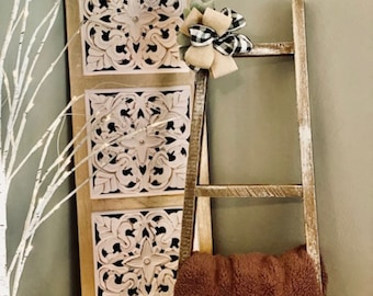 Blanket Ladder-Wooden Blanket ladder-Rustic Ladder-5 ft blanket rack-Farmhouse Decor-Primitive Decor-Towel Rack-Christmas Gift-Living Room