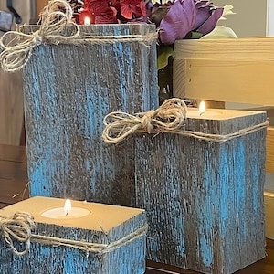 Barn wood Candle holder-Rustic Candle holder set-Rustic Decor-Wood Candle holder-Tealight candle holder-Farmhouse Decor-Housewarming-Gifts