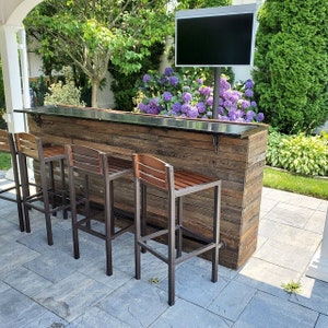 Rustic Wood Bar with Refrigerator: Game Room Man Cave Home Bar