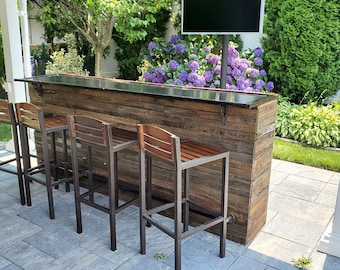Wood bar with refrigerator-Game Room Bar-Man cave bar-Gifts for him-Home Decor-indoor bar-Home bar-bars-basement bar-Custom Bar-Bar