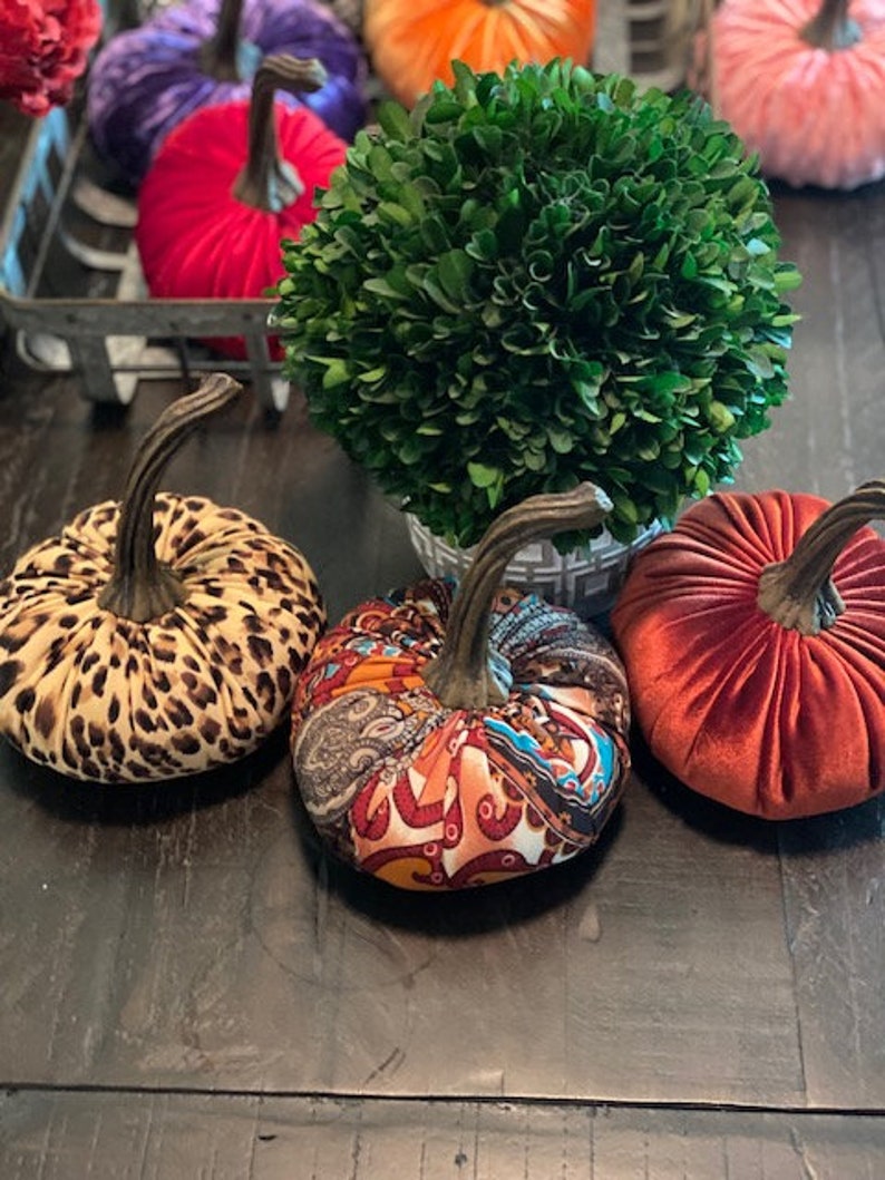 Large Velvet Fabric Pumpkinsfabric Pumpkinsfall Decor Etsy