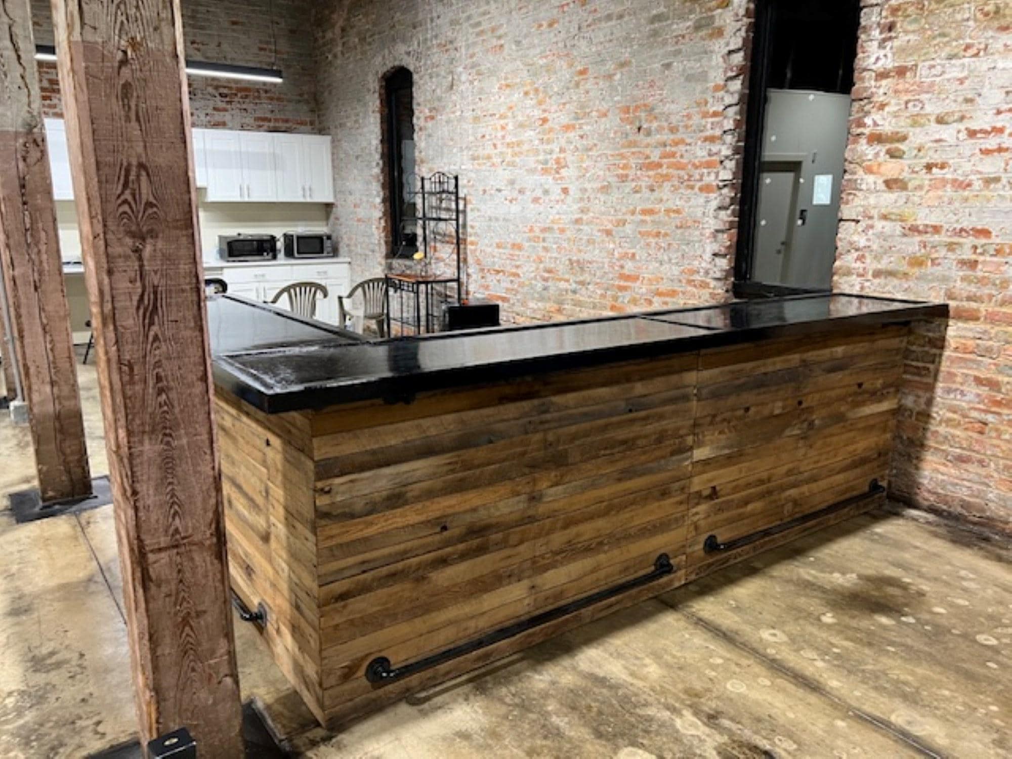 Custom L Shaped Bar-L Shape Bar-Wood Bar-Home Bar-Outdoor Bar-Barnwood Bar-Reclaimed Wood Bar-Rustic Bar-Commercial Bar-Mancave Bar