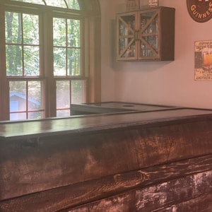 Rustic L-Shaped Wood Bar for Kegerator: Man Cave Game Room Bar