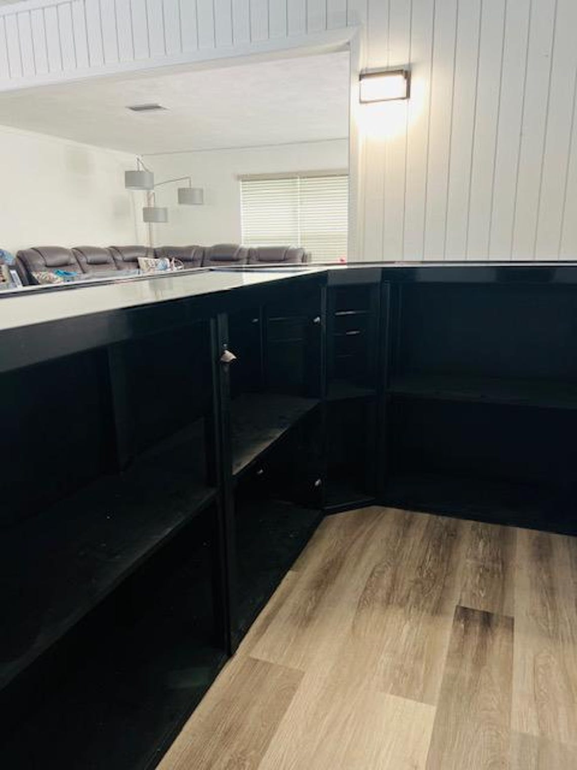 Handmade L-shaped Barnwood Bar – Custom Rustic Indoor Outdoor Home Bar ...