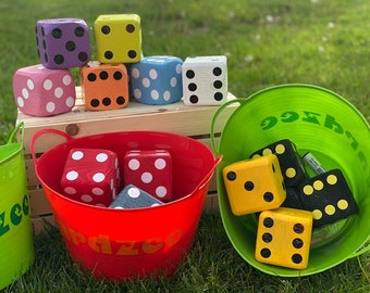 Outdoor Games-Yard Games-YARDZEE Lawn Games-Handmade Wooden Dice-On sale- Outdoor Yahtzee Game -Wedding Game- Farkle -Yahtzee Yard Games