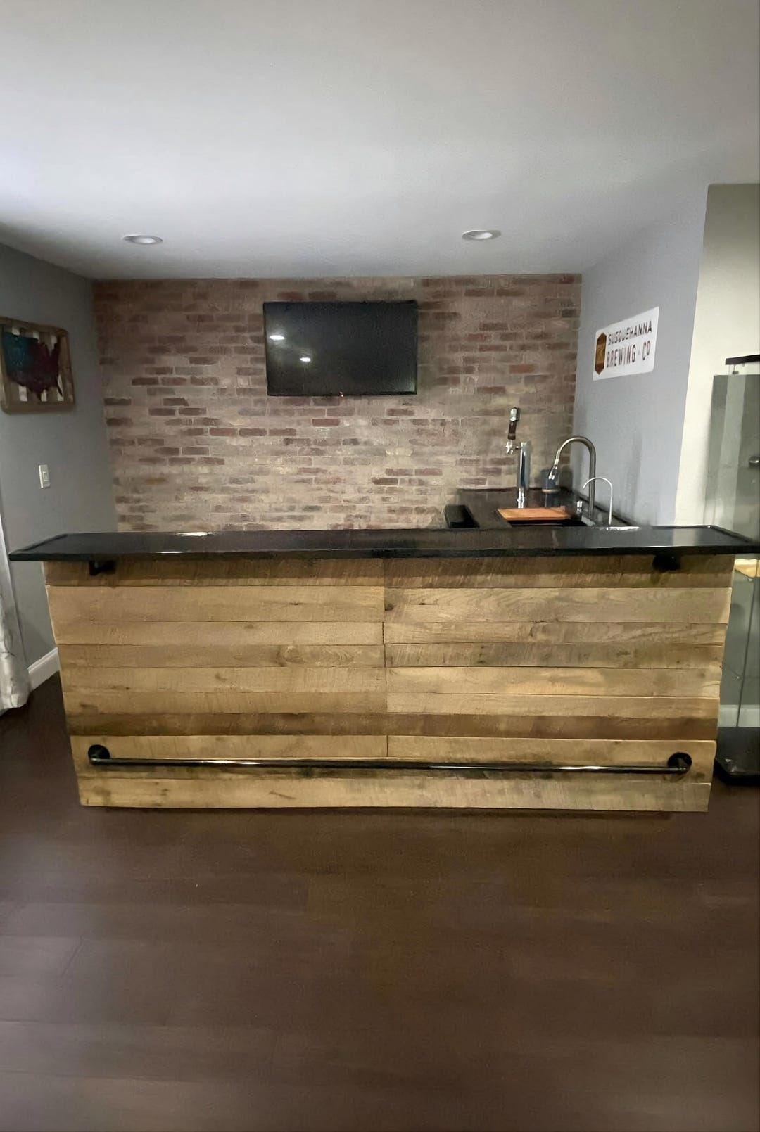 L Shaped Wood Home Bar With Kegerator and Sink Reclaimed Barnwood - Etsy