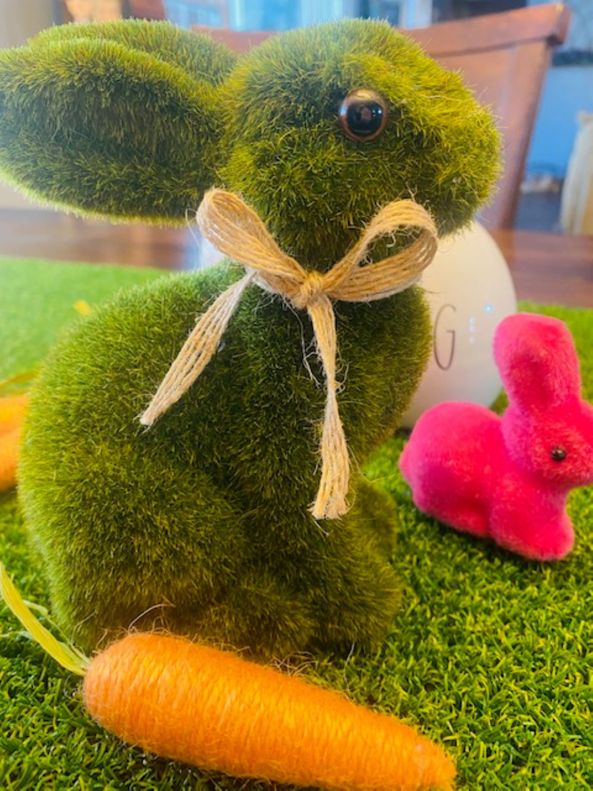 Faux Moss Bunnyfaux Grass Bunnytier Tray Decoreaster Etsy