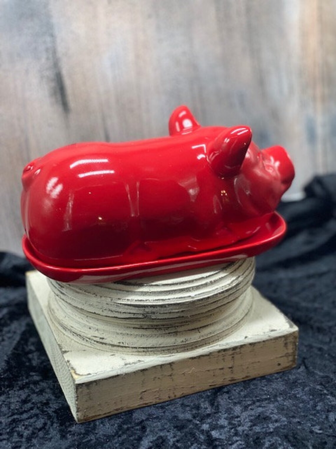 Pig Butter DishCeramic butter dishpig decorred Etsy