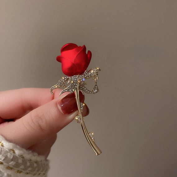 Tulip Rose Brooch for Women, Nice Design Elegant Corsage Fashion Brooch  Pin, Dress Luxury Zircon Jewelry Accessories, Party Gifts 