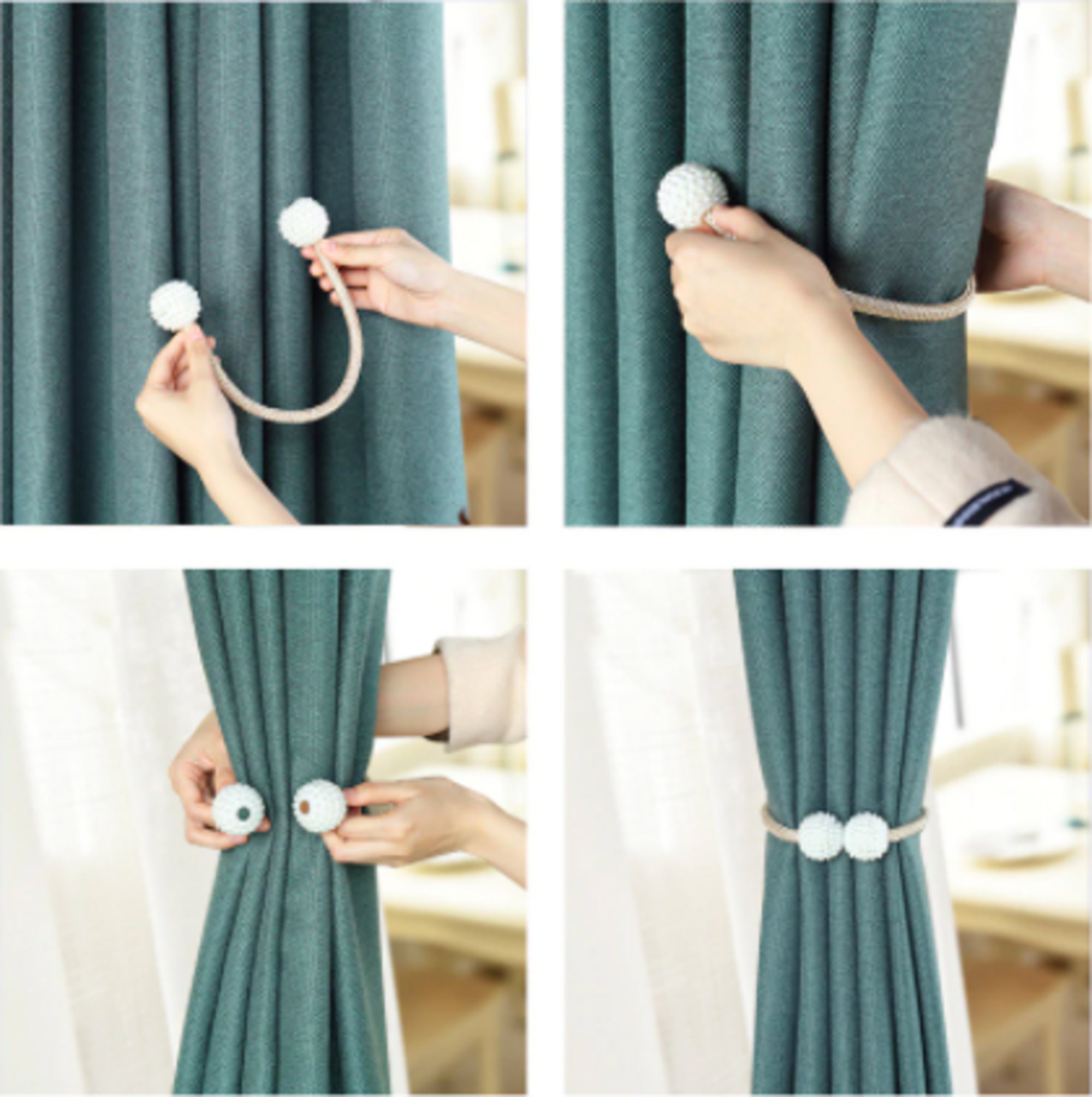 Magnetic Curtain Tiebacks Curtain Clips Rope Rear Curtain Holders Buckles  Curtain Binder Curtain Holders For Home Decoration 2 Pieces