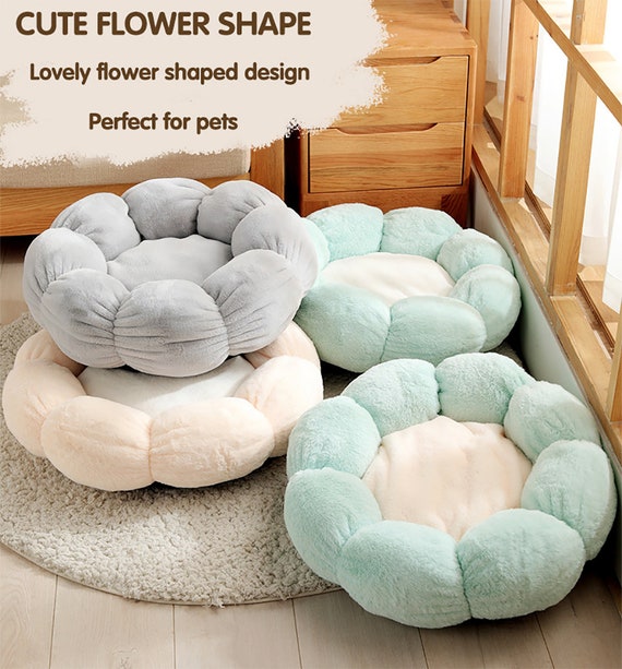 Round Flower Dog Bed for Small Large Dogs Soft Velvet Cat Mat Etsy