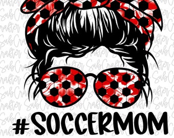 Fútbol mamá messy bun DESCARGA DIGITAL PNG sublimación momlife