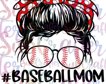 Baseball mamá bollo desordenado DIGITAL DESCARGAR PNG sublimación momlife 600dpi