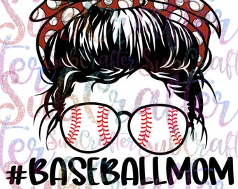 Cardinal Baseball mamá bollo desordenado DIGITAL DESCARGA PNG sublimación momlife 600dpi