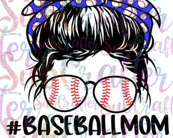 Blue Baseball mamá bollo desordenado DIGITAL DESCARGAR PNG sublimación momlife 600dpi