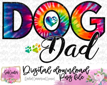 Dog Dad Tie Dye paw prints DESCARGAR PNG sublimación dogmom 300dpi