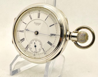 Vintage Pocket Watch-Waltham Appleton Tracy and Co. 18s, 17 Jewel, 'Side-Winder' in Sterling Silver Case, Circa 1890. Restored. Great Gift!!