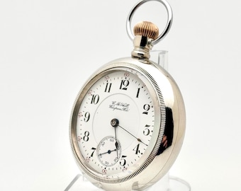 Vintage Pocket Watch-Hamilton 926, 17 Jewel, Size 18s, Shiny Nickel Case, Circa 1909. Private Label Dial. Great Timekeeper. Ready to Wear!