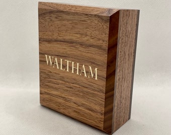 Custom Hand-Made Pocket Watch Box. New Larger size! Black Walnut. Velvet Lined. Perfect For That Special 18s/16s Heirloom Watch! Great Gift!