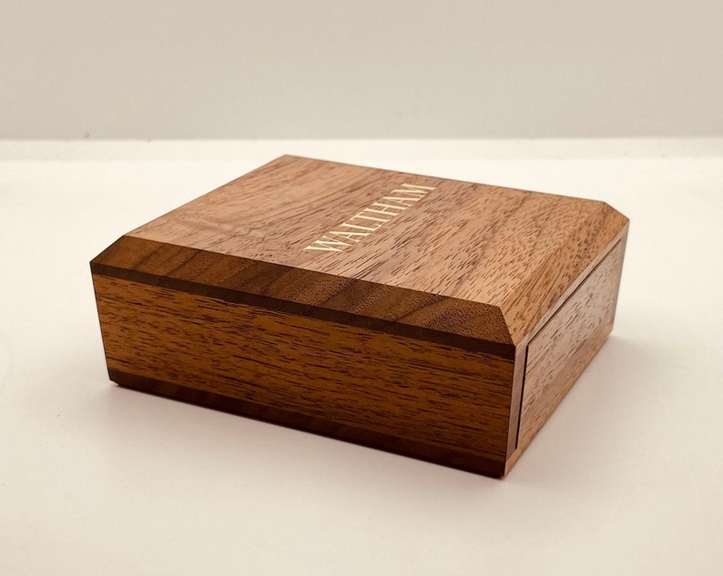 Custom Pocket Watch Box. New Design Hand Made in Black Walnut. Velvet