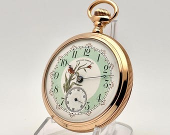 Vintage Pocket Watch-Illinois,  Rare 18s, 15 Jewel, Custom Fancy Dial in Gold-Filled Case, Circa 1890. Completely Restored. Ready to Wear!