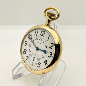 Vintage Pocket Watch-Waltham, 21 Jewel, Railroad Grade, 16s, Circa 1915, Canadian Train dial, Gold-Filled Case. Fully Restored! Great gift.