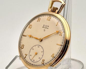 Vintage Pocket Watch-Elgin De Luxe, 10s, Circa 1949. 17 Jewels, w/Gold Filled, Case. Restored & Runs well. Classy Daily Carry or Great Gift!