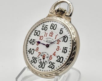 Vintage Pocket Watch-Elgin Rare Railroad Grade, 16s, 21 Jewel, Circa 1901. White Gold Filled Case, Ferguson Dial. Restored. Runs Very Well.