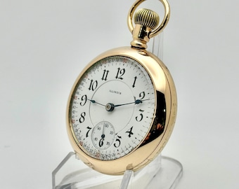 Vintage Pocket Watch-Illinois RR Grade, 18s, 17 Jewels, Circa 1910. Gothic Monty Dial, Train-Carved Case. Keeps Excellent Time! Great Gift!