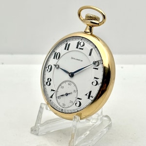 Vintage Pocket Watch-Burlington by Illinois, 16s, 21 Jewel, Circa 1919. &quot;Triple-Signed&quot; in 14K GF Burlington Case. Runs Well. Great Gift!
