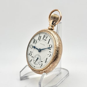 Vintage Pocket Watch-Waltham Vanguard, 18s, 21 Jewel , Railroad Grade, Circa 1895, Quality Gold-Filled Carved Case. Runs Well. Great Gift!