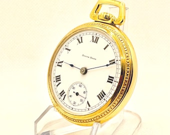 Vintage Pocket Watch-South Bend, RR Grade, 16s, 17 Jewel, Circa 1918 Train Engraved Gold-Tone Case. Restored. Running very well. Great gift!