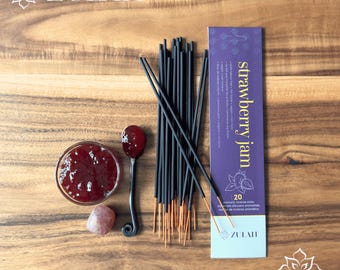 Strawberry Incense Sticks: Sweet Jam Aroma, Vegan, Non-Toxic, 20 Pack