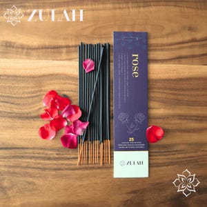 Rose Incense Sticks | Self-Love, Feminine Energy & Calm | Romantic Floral Aroma | Vegan, Hand-Dipped | Spiritual Gift | 25 Pack