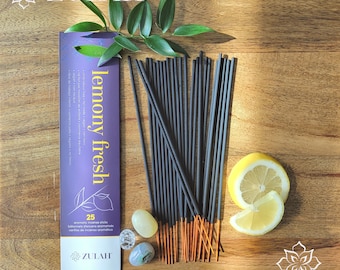 Lemony Fresh Incense Sticks, Vegan, Air Freshener, Child Labour-Free, Cruelty-Free Yoga Insense Insence Inscent Encens Holiday Gift Wellness