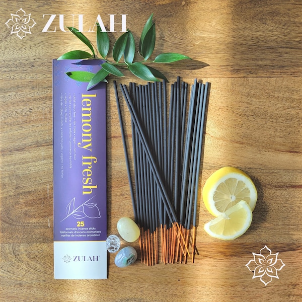 Lemony Fresh Incense Sticks, Vegan, Air Freshener, Child Labour-Free, Cruelty-Free Yoga Insense Insence Inscent Encens Holiday Gift Wellness