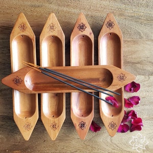Mahogany Boat-Shaped Incense Holder: Handcrafted Ash Catcher