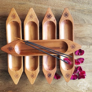 Mahogany Incense Holder, Boat Shaped Light Finish, Gift Idea, Meditation, Yoga, Insense Inscent Wiccan Encens