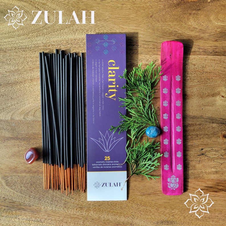 Sandalwood Incense Sticks, 25 sticks, Cleansing, Manifesting, Meditation, Yoga, Reduce Stress and Anxiety, Spiritual Insense Insence Encens 25Sticks+Flat Holder